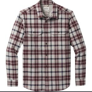 Prana Wedgemont Flannel Shirt in Light Gray Heather/Burgundy Plaid Size XXL